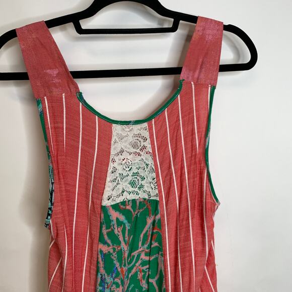 Lightweight Bright Striped Lace Embroidered Dress Coverup Cottage Small Medium - Picture 6 of 11